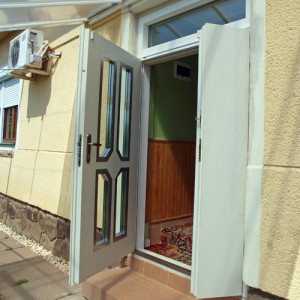 ADLO - Thermo-Sicherheitst�r TEDUO, verglast, doppelfl�gelig, Fixteil, Abmessungen 140cm x 254cm