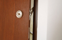 ADLO - Sicherheitstür ADUO, Türzarge Holzdekor, ADLO Sicherheitshebel mit Beschlag Lara Nickel Satin
