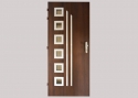 Verglast, PS 552, LP-Edestahl, Glas Eichenrinde - bronze, Oberfläche G-773, Oberfläche der Bänder RAL8017 matt, THERMO