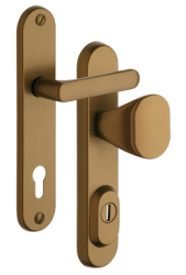 Sicherheitsbeschlag Rostex R1, Rund, Bronze, Drcker - Ovalgriff