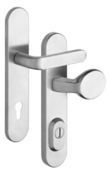 Schutzbeschlag Rostex RX1-50 RC3, Rund, Edelstahl matt, Massiv, Drcker - Tropfengriff