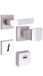 Sicherheits-Rosettenbeschlag Rostex R1/H, eckig, Edelstahl matt, fr Serie Economy