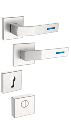 Sicherheits-Rosettenbeschlag Rostex R4/H, eckig, Edelstahl matt, luminoblau, fr Serie Economy