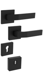 Sicherheitsrosettenbeschlag Rostex R4/H, eckig, schwarz matt, fr Economy-Serie