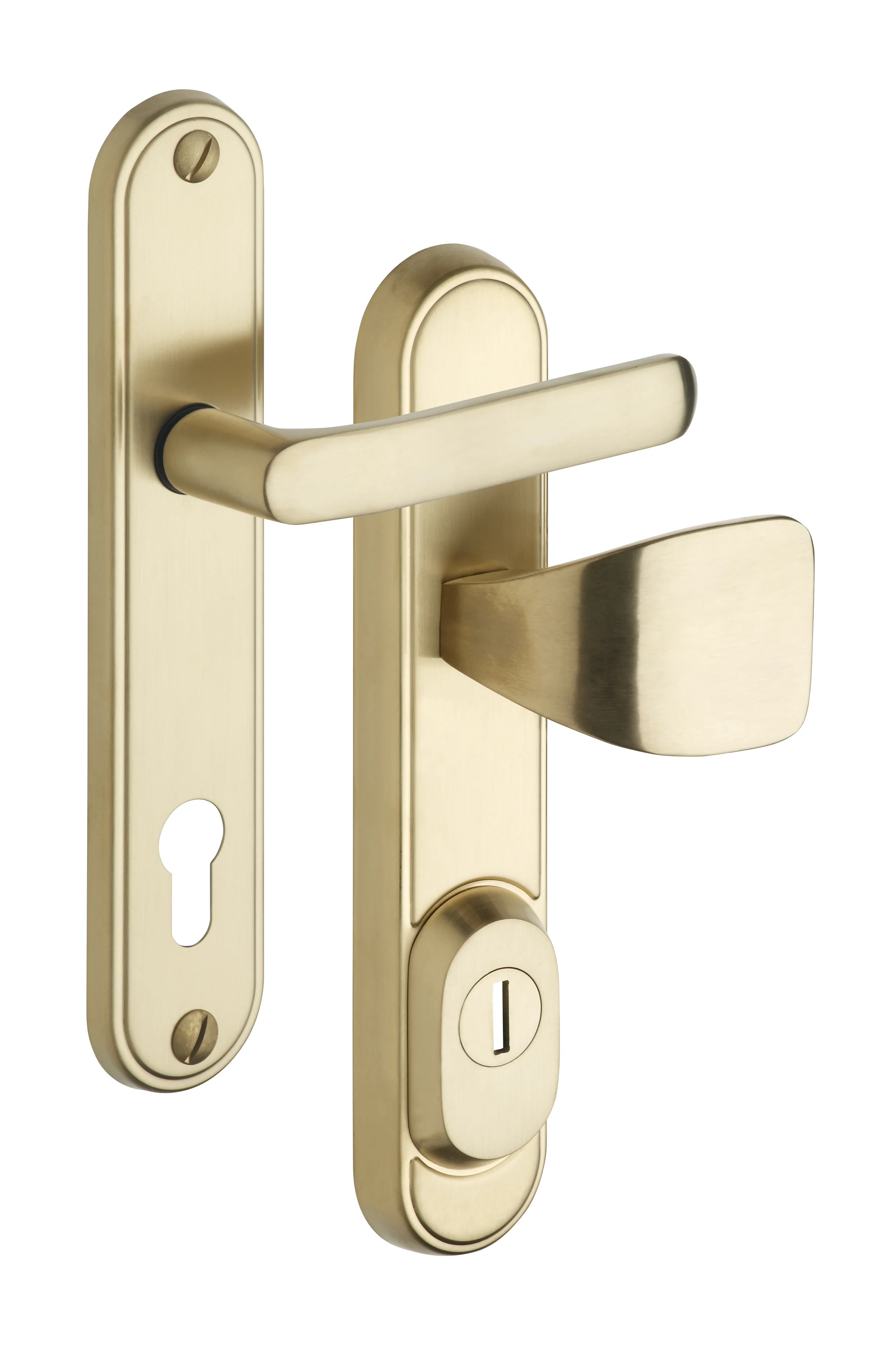 Schutzbeschlag Rostex R1 Decor, Rund, Edelstahl matt, Dr�cker - Eckiger Dr�cker