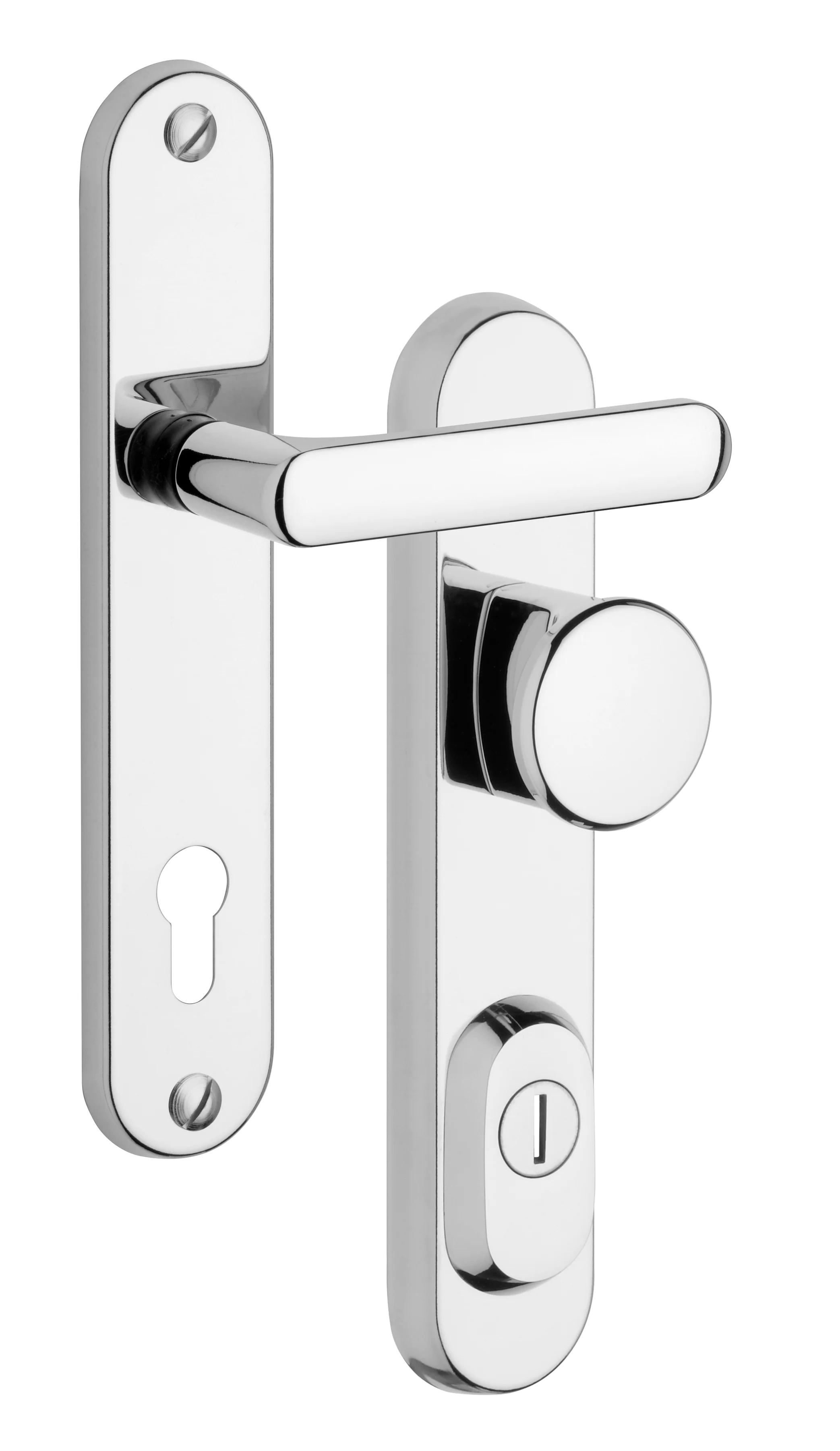 Sicherheitsbeschlag Rostex R1, Quadratisch, Chrom Edelstahl, Dr�cker - Kugel
