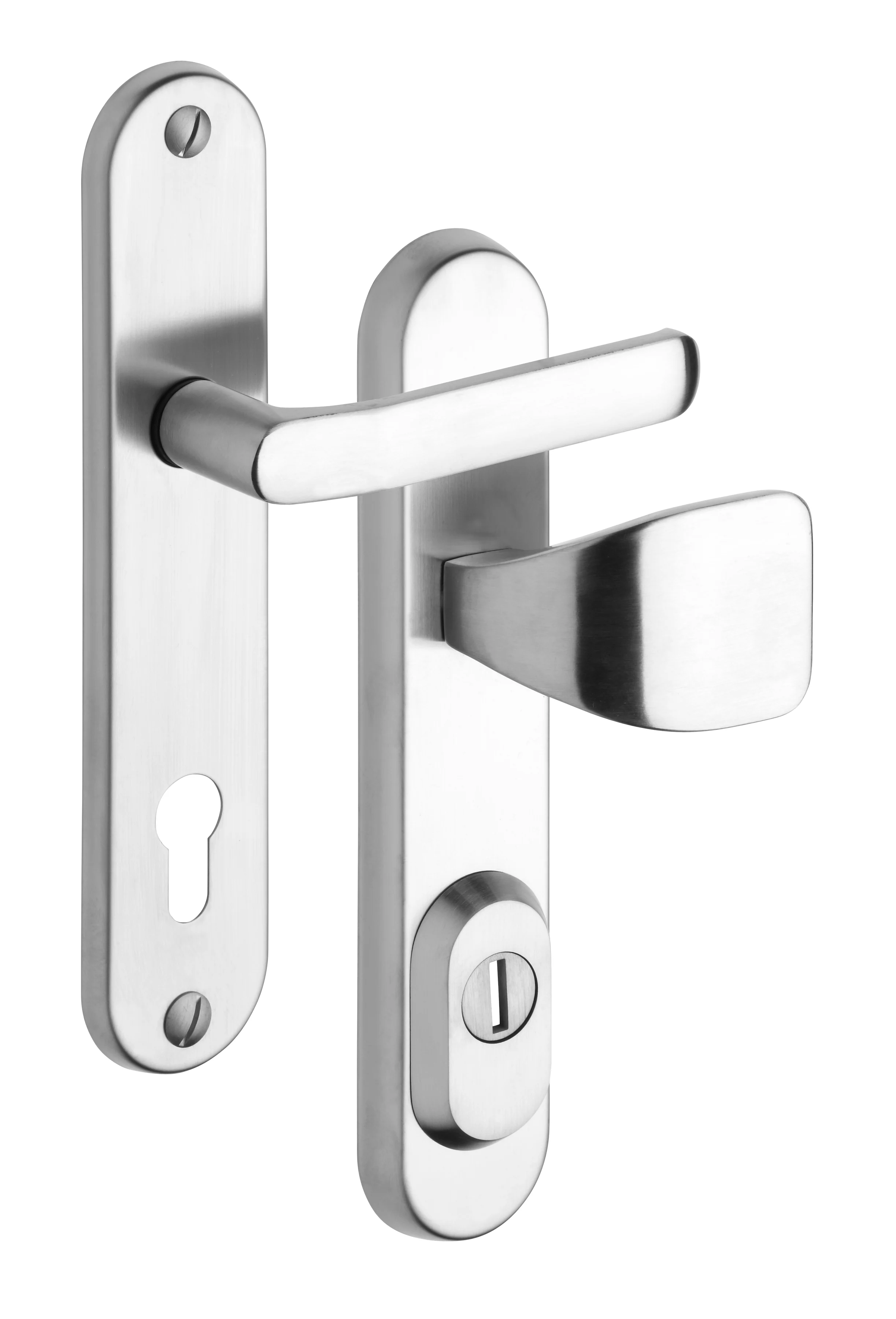 Schutzbeschlag Rostex R1, Rund, Edelstahl matt, Baryt, Dr�cker - Quadratischer Dr�cker